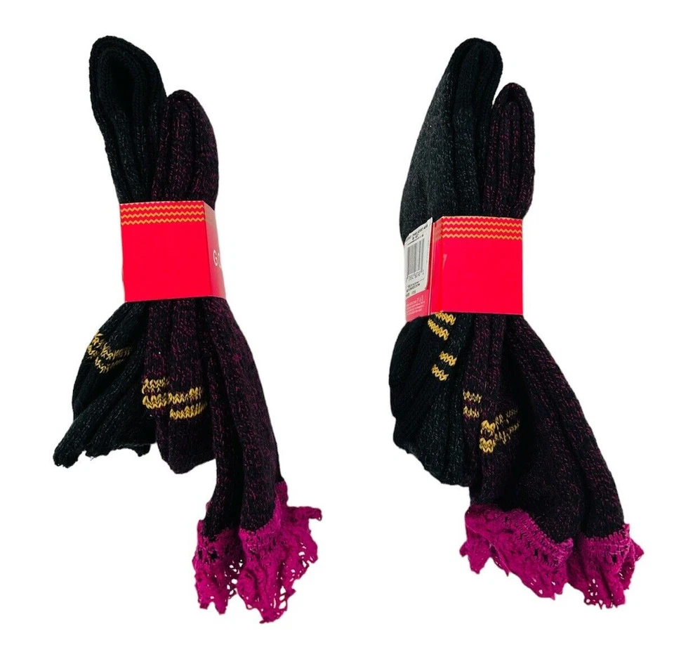 Nuevo con etiquetas Calcetines de vestir Puntera Dorada Niñas Niños Talla M 9-1.5 Bota Crochet Encaje Paquete de 2 Foto 4 de 4