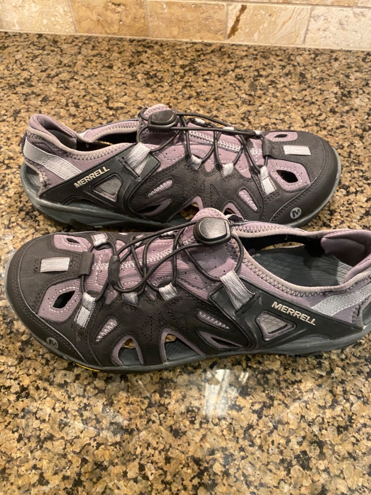 Merrell All Out Blaze Sandali Uomo Taglia 10 5 Setaccio Nero Tortora Selvaggia Vibram