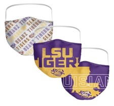NEW LSU Tigers College Football Adult Face Masks 3-Pack
