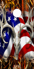 American Deer Oblit Skull Blaze LAMINATED Cornhole Wrap Bag Skin Decal Sticker