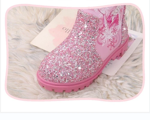 Winter Kids Girls Elsa Princess Crystal Sequin High Boots& velvet Christmas gift - Picture 15 of 50