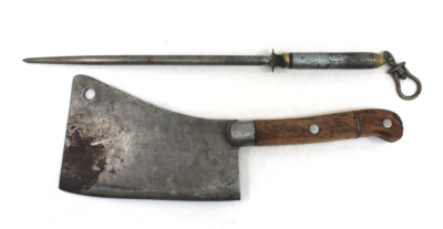 LARGE Vintage Wm Beatty & Son Chester Pa Meat Cleaver Butcher's Knife #9