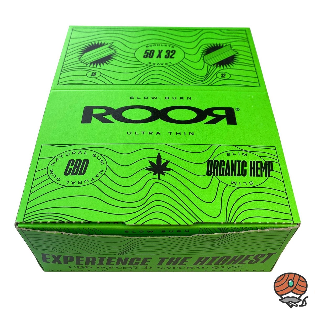 ROOR Organic Hemp Slim Papers + Tips – 8 Heftchen, Je 32 Blättchen & 32 Tips, Ungebleicht, Kingsize