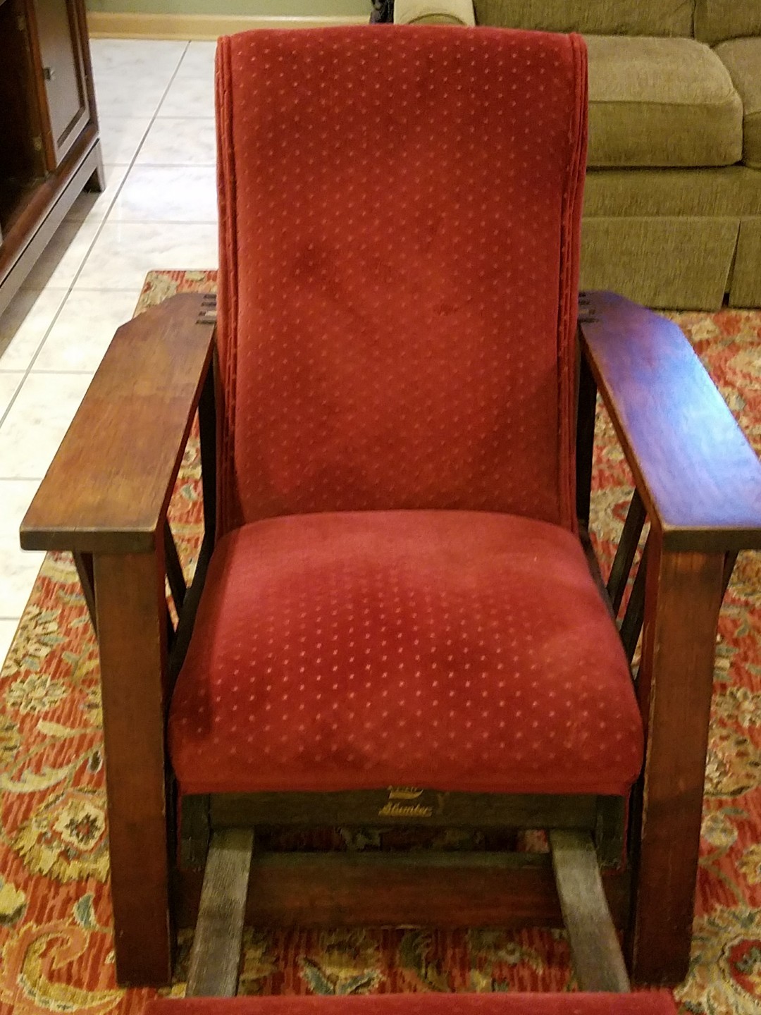 Antique Oak Chair Morris recliner with Slumber footrest eBay