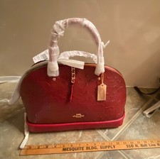 NEW 740 Retail Coach Sierra Satchel  wallet SET red embossed patent handbag