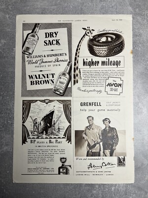 Williams & Humbert, Goodyear, BP... Vintage-Werbung - Originalanzeigen 1950