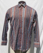 LUCHIANO VISCONTI Lightweight Stretch Jacquard Stripe Button Down Shirt US M EUC