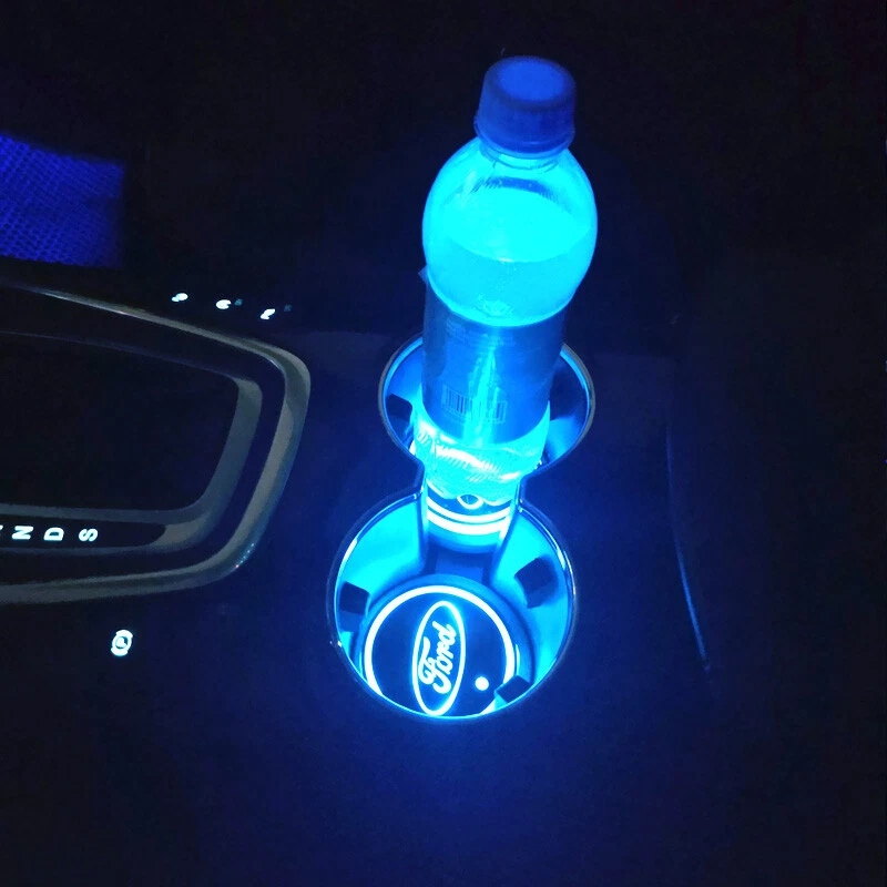2x Kit de luces de atmósfera ambiental insertar posavasos LED USB para automóvil para Ford Foto 2 de 4