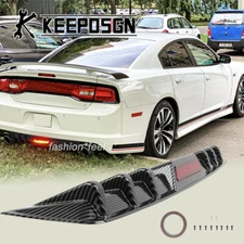 For Dodge Charger SRT Rear Bumper Diffuser Splitter LED Brake Light Carbon Fiber