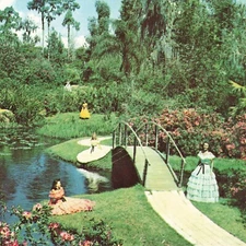 Cypress Gardens Florida FL Women in Dresses Ante-Bellum Beauty Ephemera Postcard