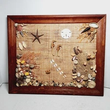 3-D VTG Assemblage Mixed Media Beach Seashell Seahorse OOAK Art Artist Inscripti
