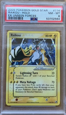 Pokemon Ex Unseen Forces Raikou 114 115 Gold Star Psa 8 Ultra Rare Holo Bleed Ebay