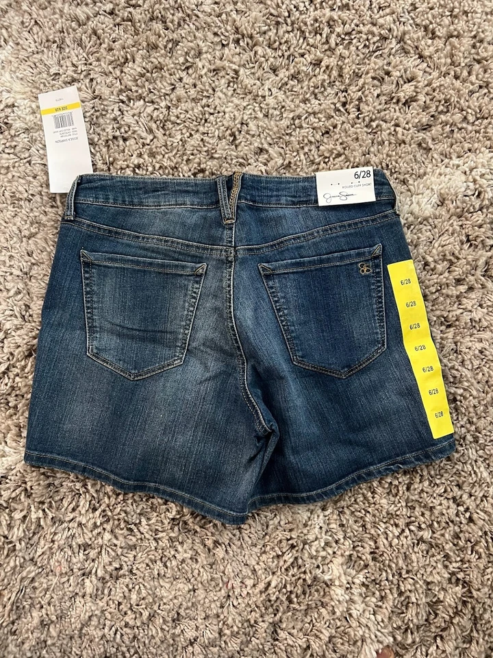 Pantalones Cortos Jessica Simpson Mujer Puño Redondo Azul Denim Jeans Talla 6 Foto 4 de 4