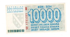Bosnia BOSNIA 10000 DINARA Banknote 1993 P28 SARAJEVO WAR COINAGE MINT UNC