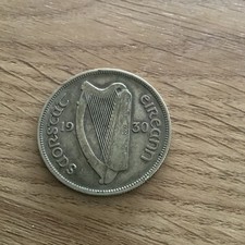 RARE IRELAND 1930 Irish Silver Half CROWN 2s6d 1/2 Crown