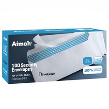 100 10 Security Self-Seal Envelopes, Windowless Design, Security Tint Pattern, U