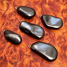 Black Shungite Tumbled Stone Freeform Pendant Beads Gemstone Jewelry Necklace
