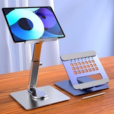 Aluminum Tablet Stand 360°Rotating Folding Adjustable Desk Holder Mount Riser fo