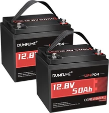 2Pack 12V 50Ah LiFePO4 Lithium Battery -50A BMS Deep Cycle for Solar RV Off-grid