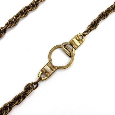 Gold Bronze Tone Pocket Watch Chain Key Fob Keychain Victorian Revival