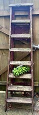 Vintage Wooden Step Ladder 69” Rustic Paint Splattered Folding Decor Shelf