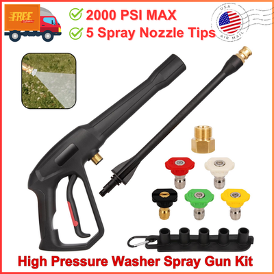 #ad High Pressure Washer Spray Gun Kit With Jet Wand amp; 5 Spray Nozzle Tips 2000 PSI $34.88