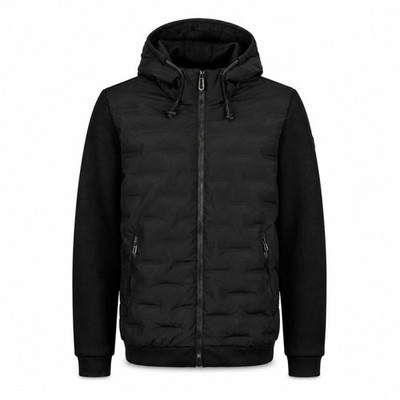 No excess men's hybrid winter jacket knit hood 33630819SN 020 Black