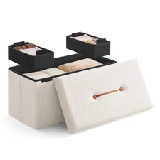 Storage Ottoman Bench Chest 15X30X15 Inches Foot Rest Stool End of Bed Load up