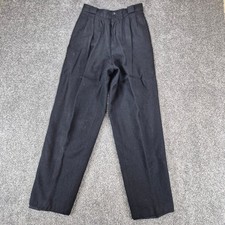 Vintage 80s Giorgio Sant Angelo Wool Pleated Pants Womens 10 Black High Waist