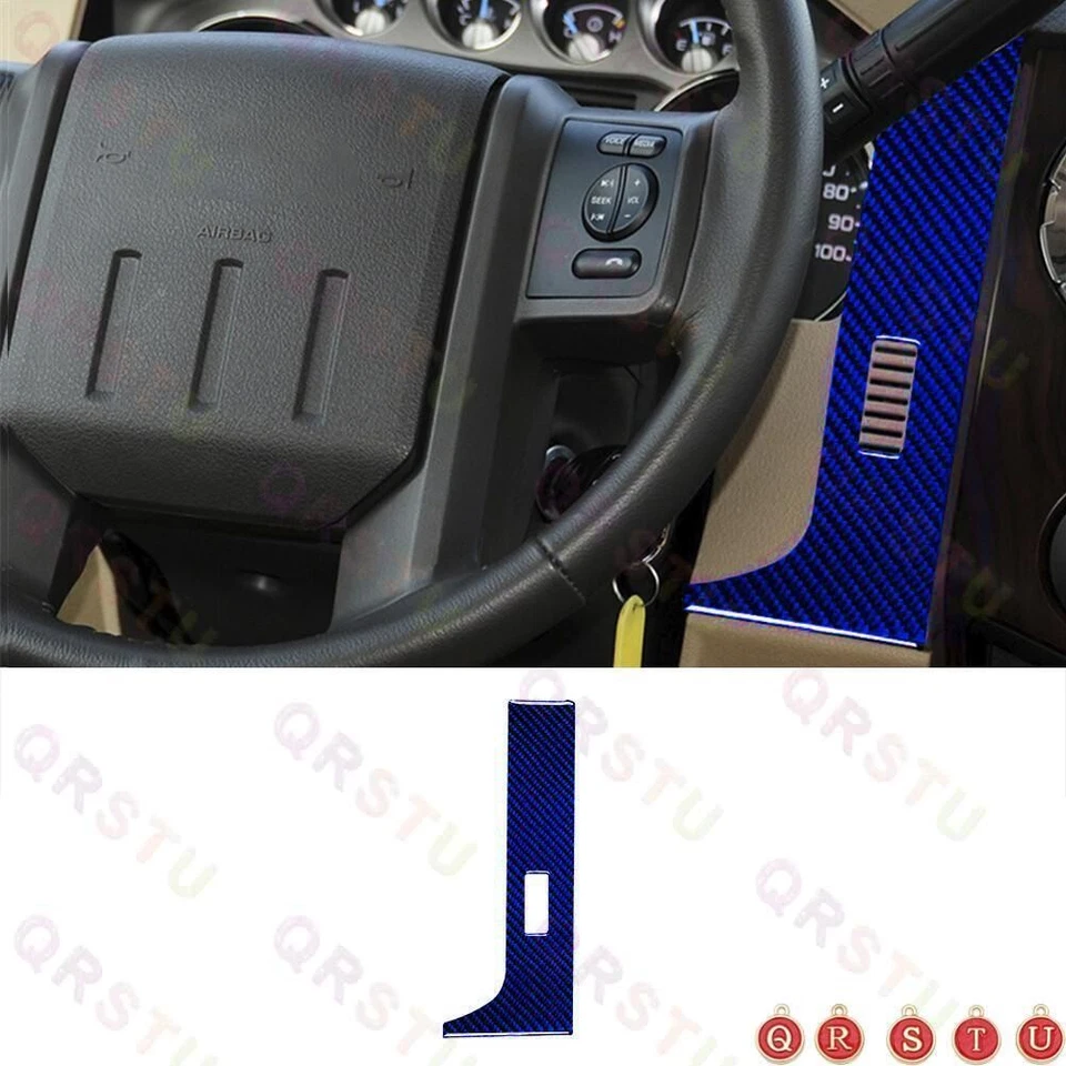 Juego completo de embellecedores interiores de fibra de carbono azul para Ford F250/350/450/550/650/750 Foto 3 de 4
