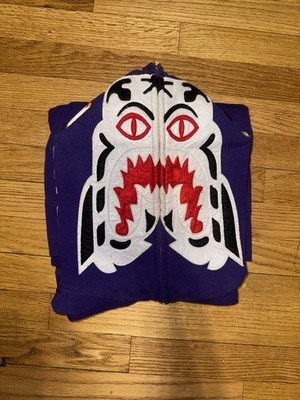 Bape A Bathing Ape White Tiger Purple Full Zip Hoodie Size Medium [M]