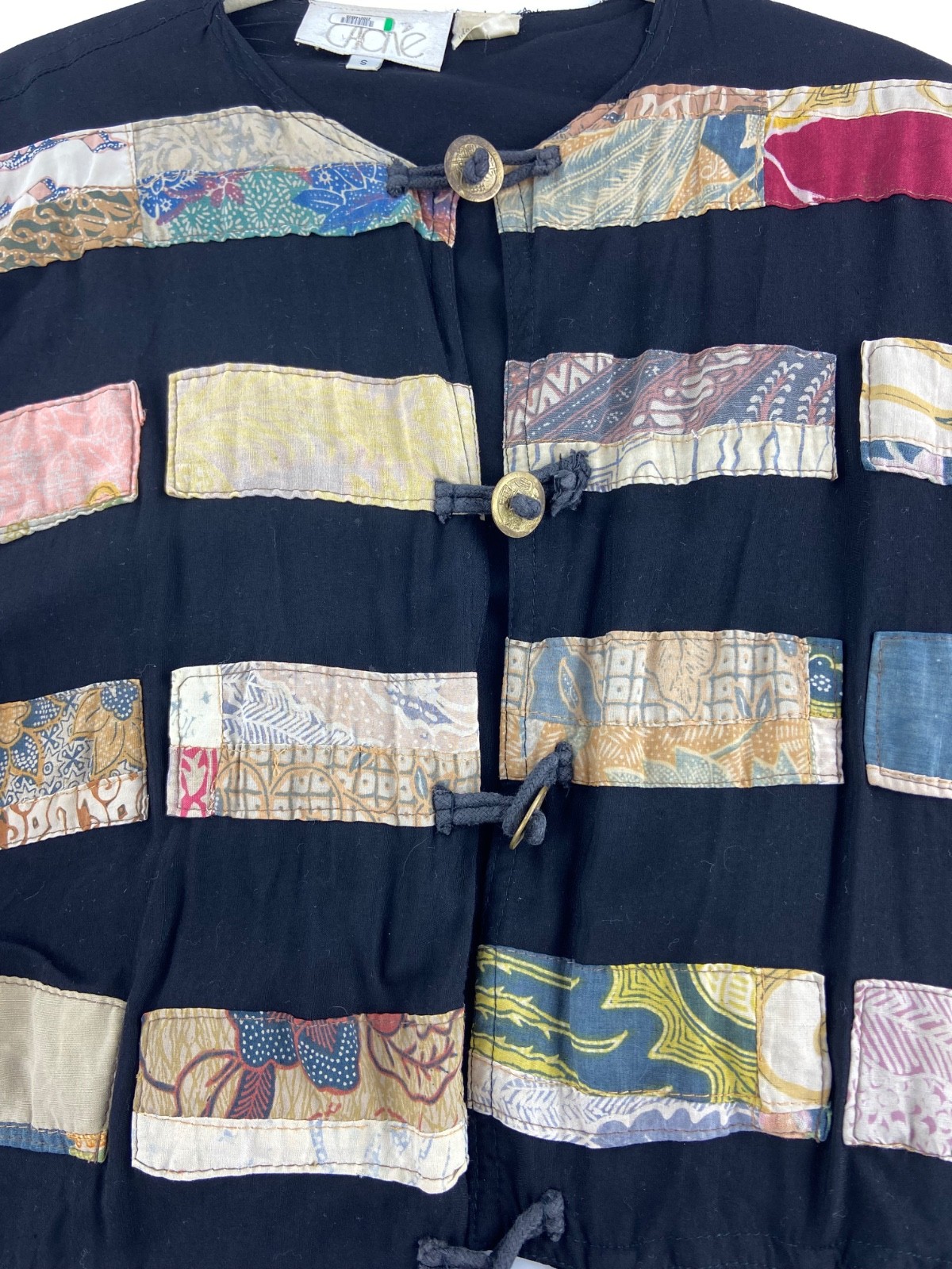 VTG 1980s CACHE Patchwork Cropped Jacket SZ  S Go… - image 4