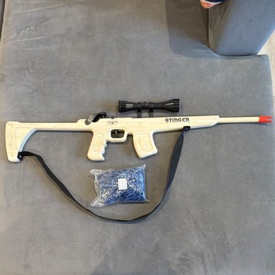 Magnum Rubber Band Gun Stinger Wooden Rifle w/ Scope Sling & Blue No.125 Bands