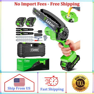 #ad Mini Chainsaw 6 Inch with 2 Batteries Electric Saw Stocking Stuffers Christmas $65.99