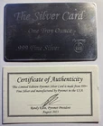 The SILVER Card PYROMET-1 Troy Ounce .999 Fine Silver COA- Unique Wallet item!