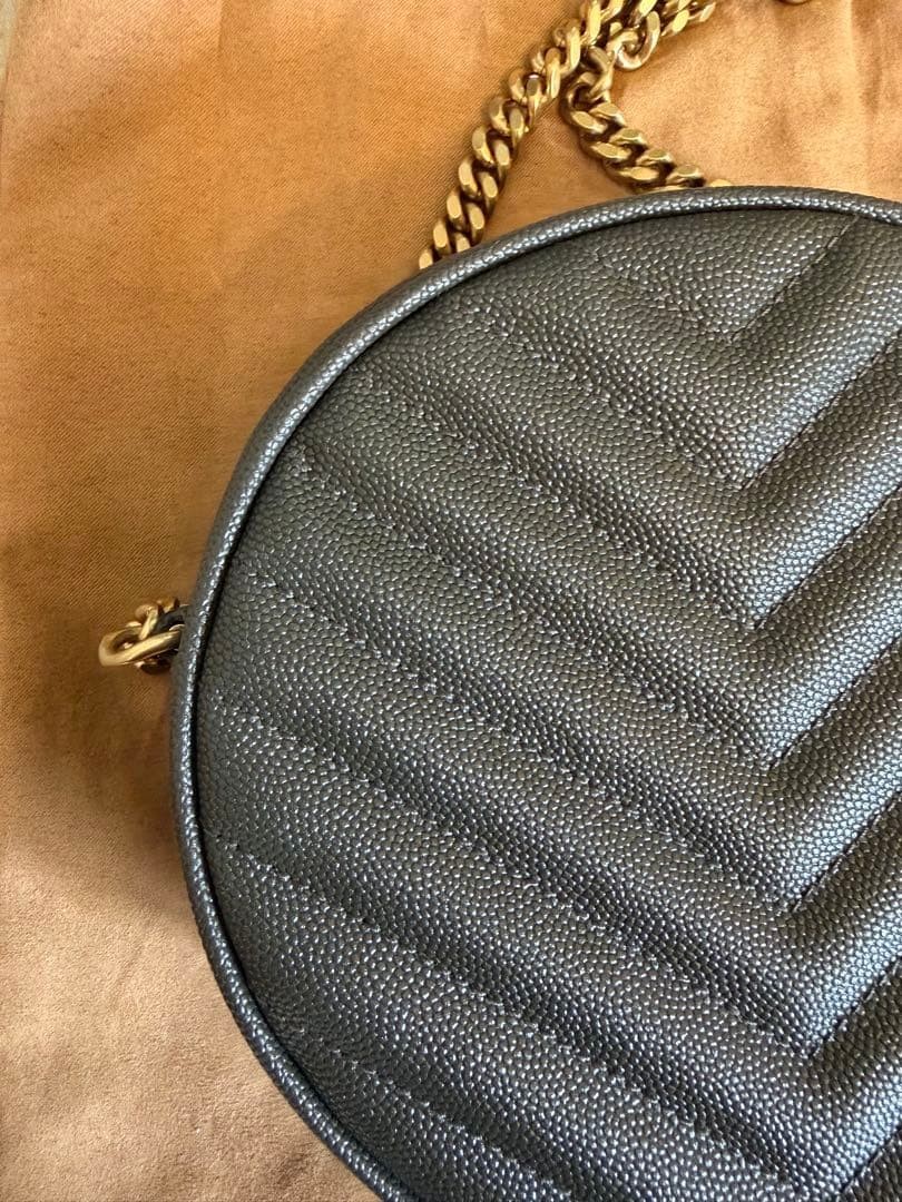 NEW SAINT LAURENT BLACK GOLD LEATHER CIRCLE ROUND CROSSBODY BAG PURSE  thumbnail 4