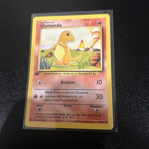 Glumanda (Charmander) 1st Edition German pokemon TCG base set 46/102 LP
