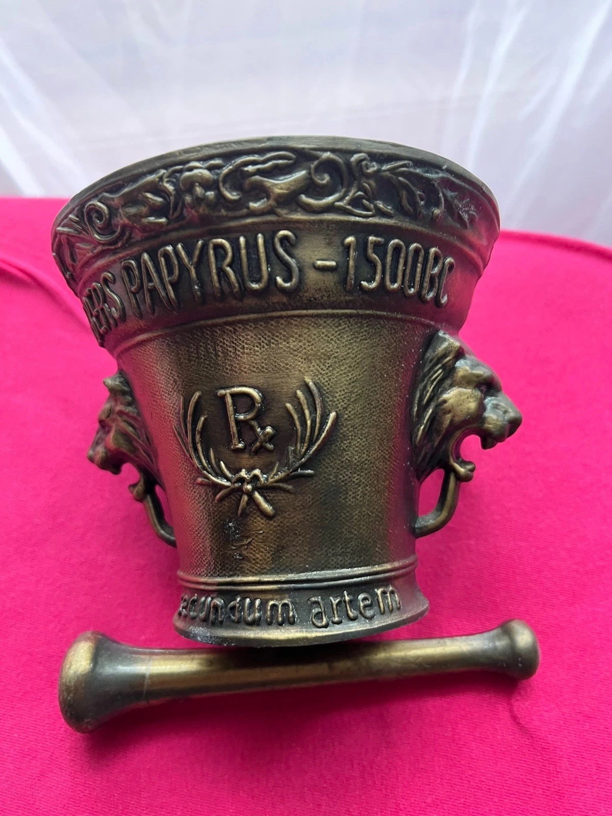 Vintage Heavy Solid Brass Mortar & Pestle Pharmacy Apothecary Secundum Artem RX
Opens in a new windo