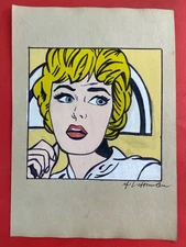 Roy Lichtenstein (Handmade) Drawing On Old Paper signed and stamped