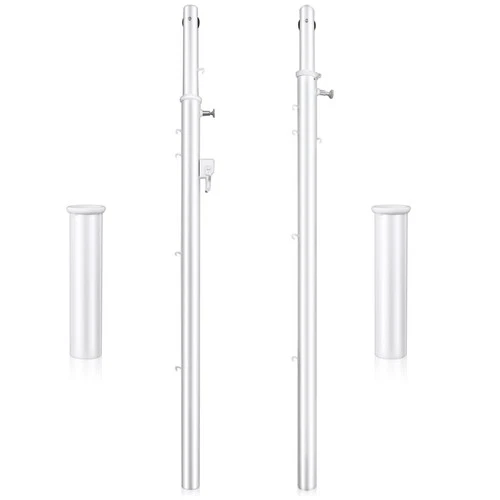 8 ft Adjustable Volleyball Poles Outdoor Badminton and Volleyball Post Iron R...