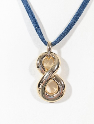 #ad HSN Roberto by RFM Infinity Necklace Gold Tone Blue Cord 20 in Elegant $37.50