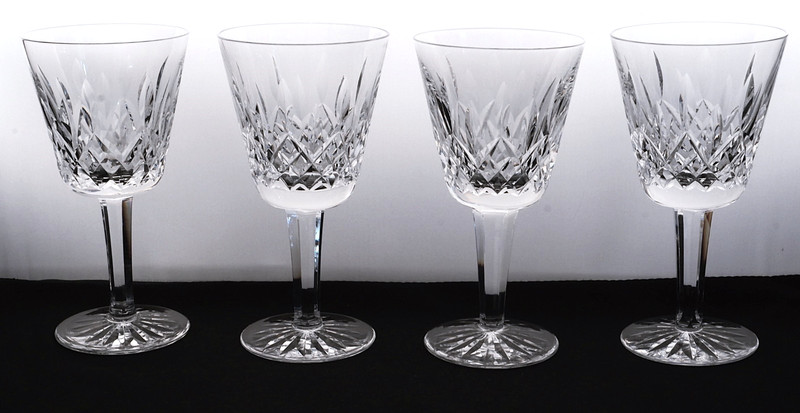 Waterford Crystal Lismore Claret Wine Glass Goblets Set of 4