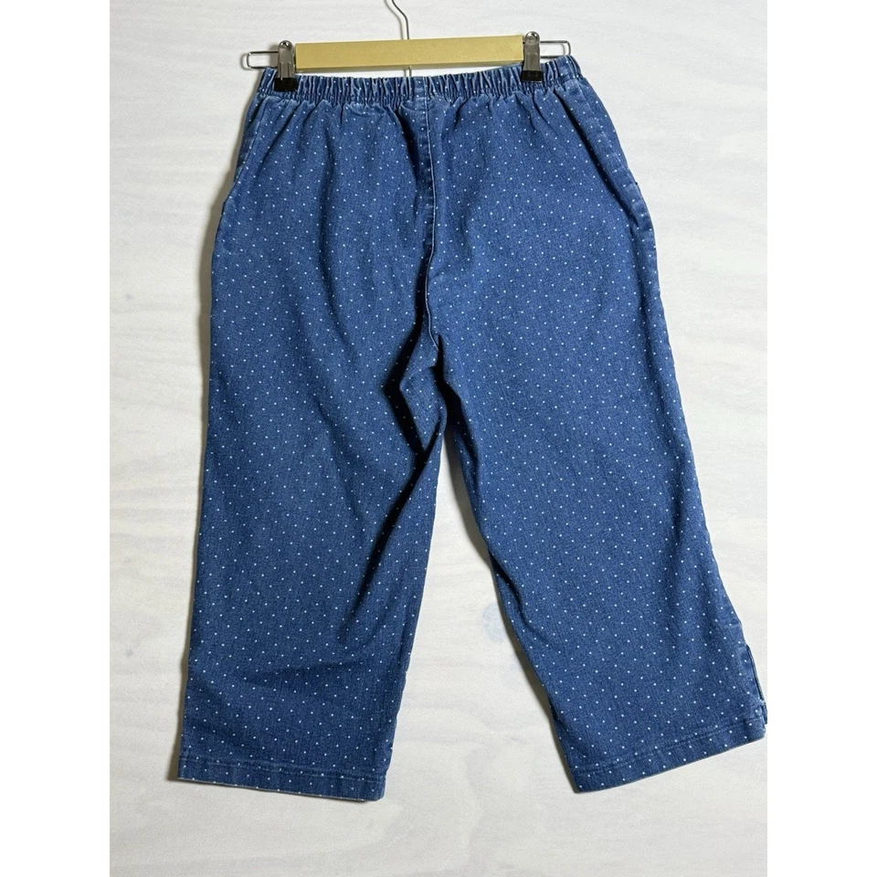 Croft & Barrow Women's Pull-On Capri Pants Small Blue Dot Stretch Denim - Image 2 of 4
