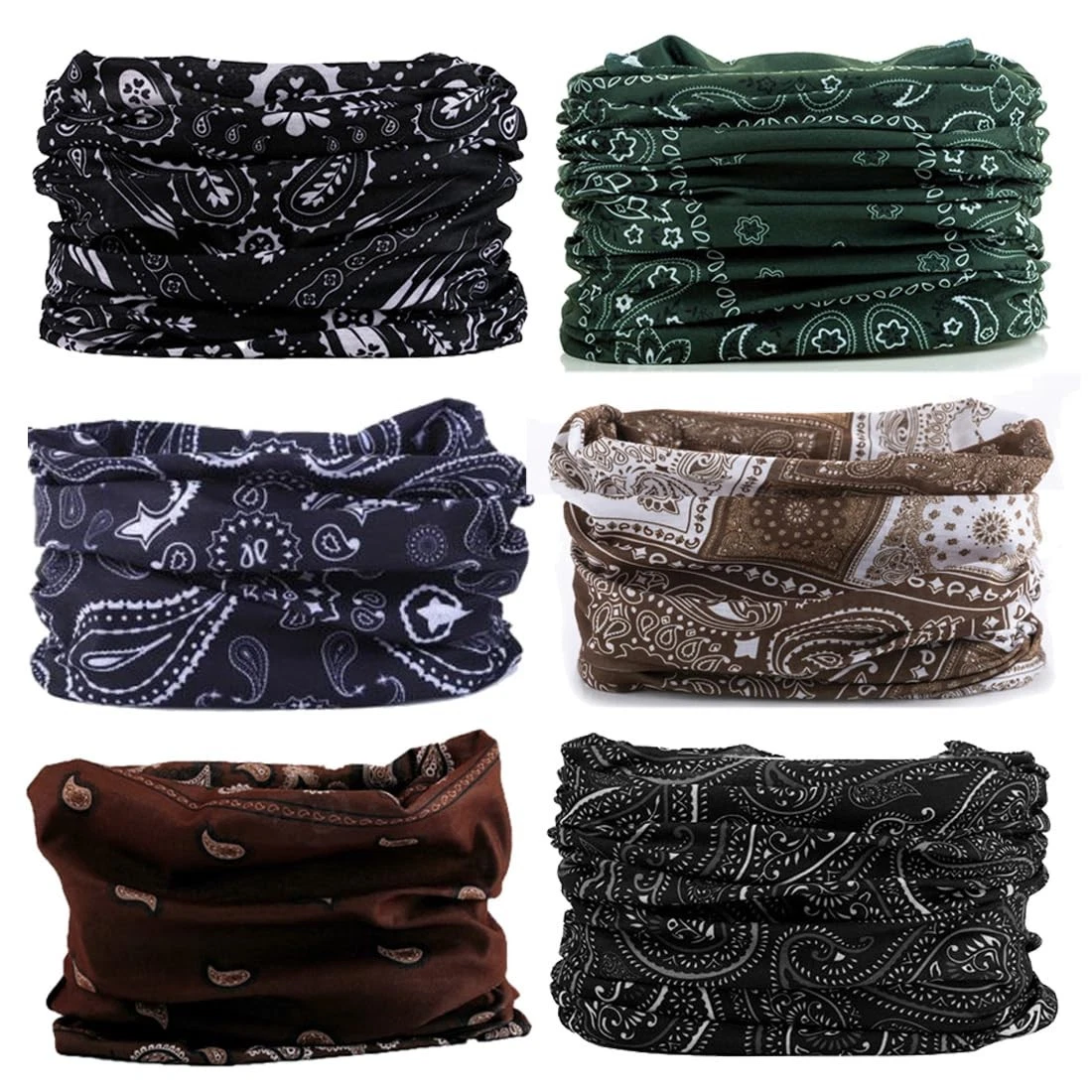 Neck Gaiter Face Cover Bandana Mask Scarf, Breathable One Size, 6-dlicate