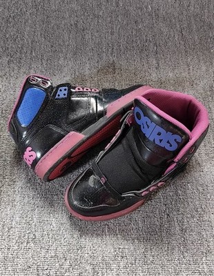 Osiris Sneaker Mid Top Lace-Up Black Pink Blue US 8 EU 38.5