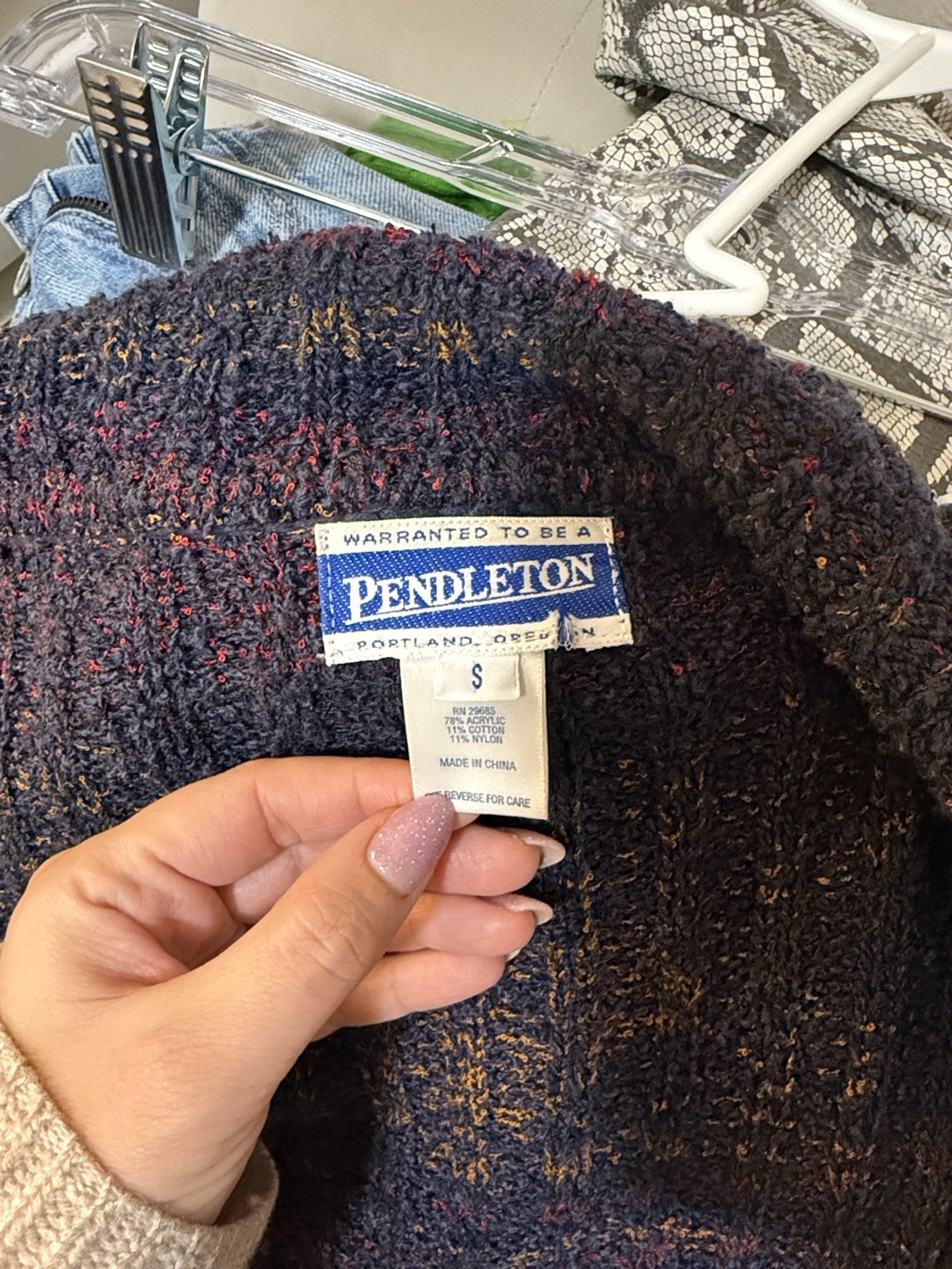 Pendleton Navy Multicolor Plaid Knit Cardigan Swe… - image 3