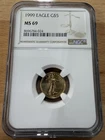⭐️ 1999 Eagle G$5 1/10th Oz Gold Eagle NGC MS69 ⭐️