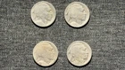 4 Early Buffalo Nickels - 1913, 1915, 1916, 1919 - Dates Carefully Restored
