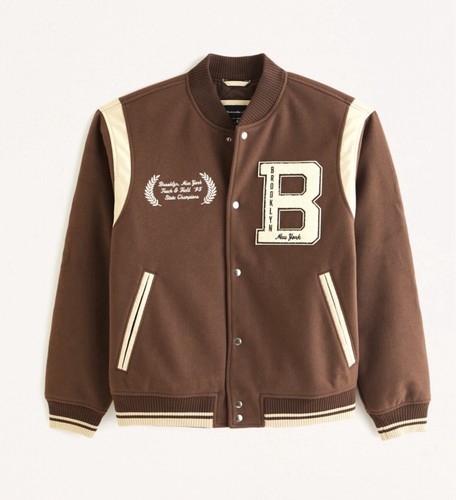 NWT ABERCROMBIE & FITCH A&F MEN'S Varsity Bomber Jacket | XXL (2XLarge) | $180 - Picture 3 of 8