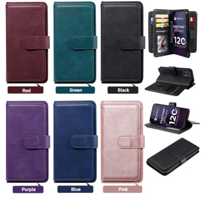 For Motorola Moto G84 G54 G32 G14 Fashion Leather Wallet Card Holder Phone Case